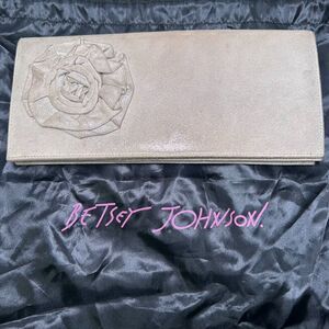 Betsey Johnson Envelope Clutch with Floral Detail Neutral Shimmer